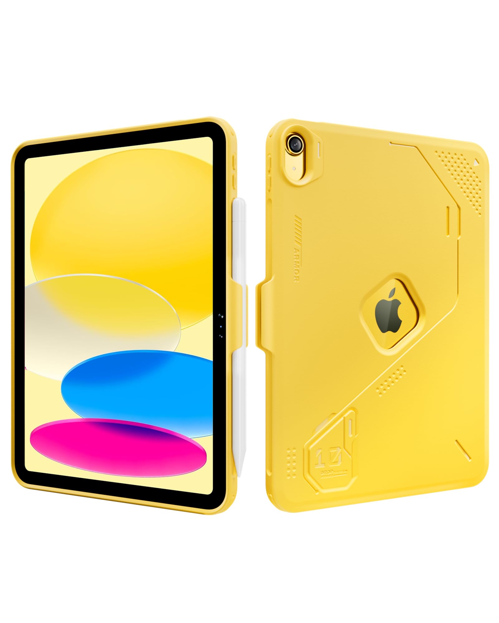 ProCase TPU iPad 専用カバー 第11世代 2025年 11インチ/第10世代 2022年 10.9インチ 超薄型 滑り止め 耐衝撃 頑丈ケース ペンホルダー付き -イエロー
