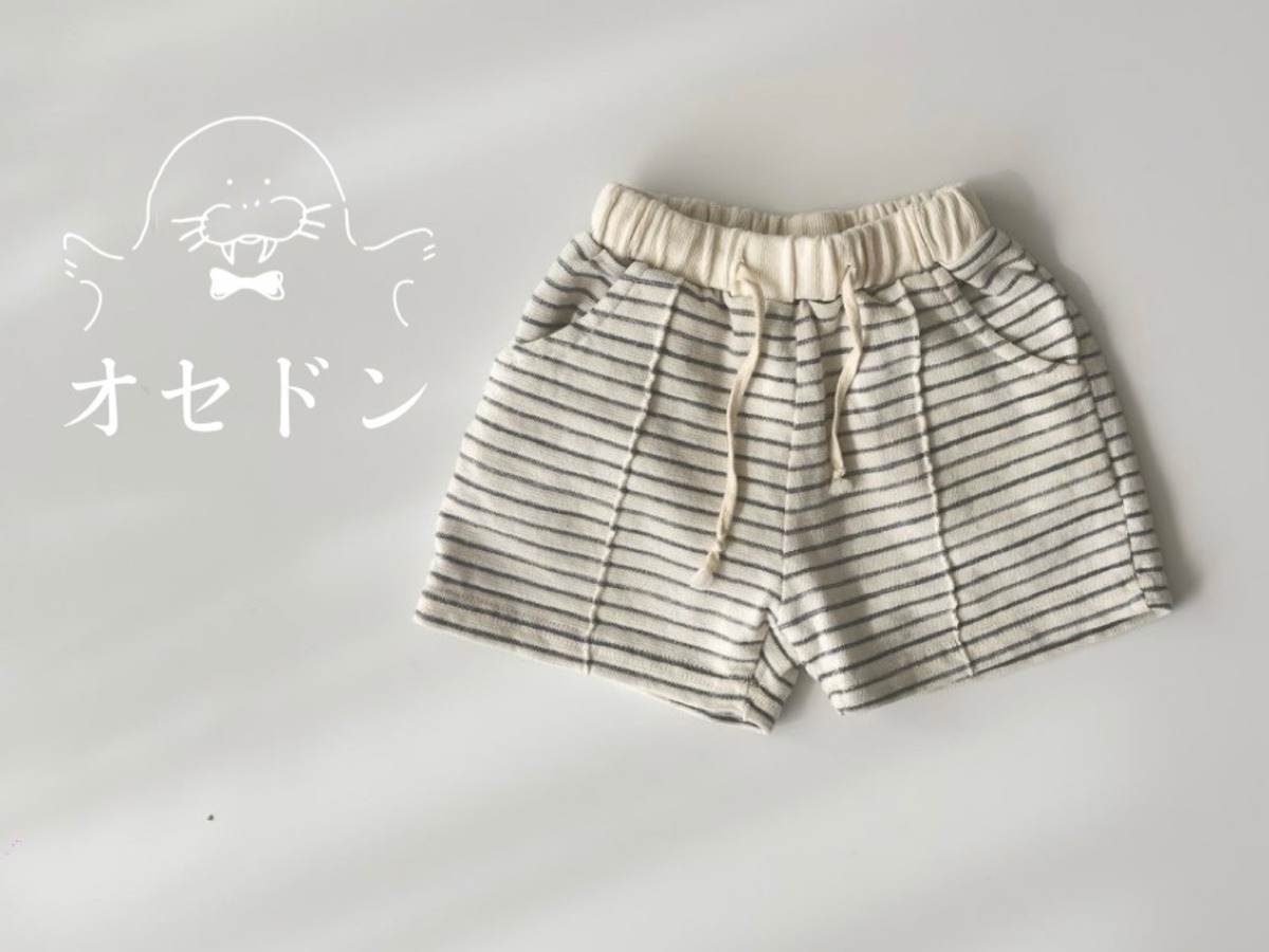 ヌヌフォルム] 子ども服 waveヒッコリーショートパンツ ブラック 