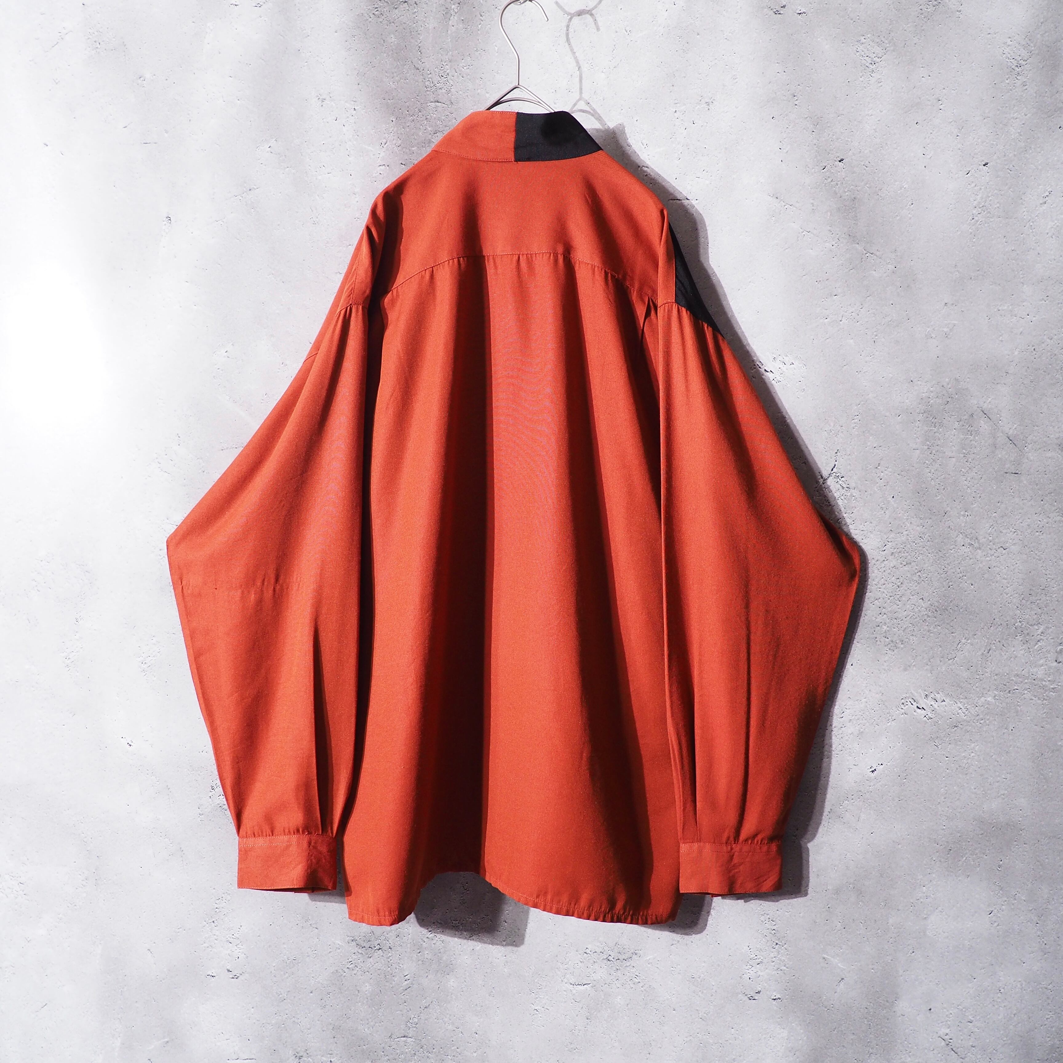 1990s " Pronti " Bi color × Embbossed vintage Band callar shirt