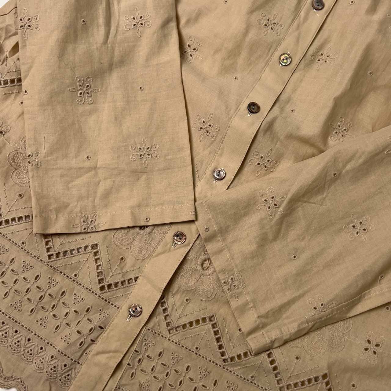 Leilian レリアン 花柄風 デザイン 長袖シャツ 9/ベージュ レディース