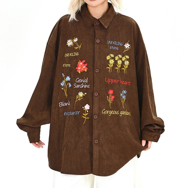 ボタニカルフラワーモチーフオーバーシャツ
 2col   R01713