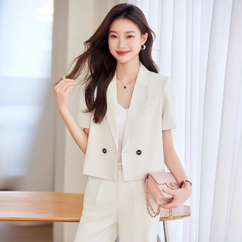 夏 涼しく楽ちんセットアップ 2024 シフォン 半袖 スーツ 卒業式 ママ スーツ セットアップ 二点セット レディース スーツセット セットアップ ママスーツ 卒業式パンツスーツ スーツジャケ