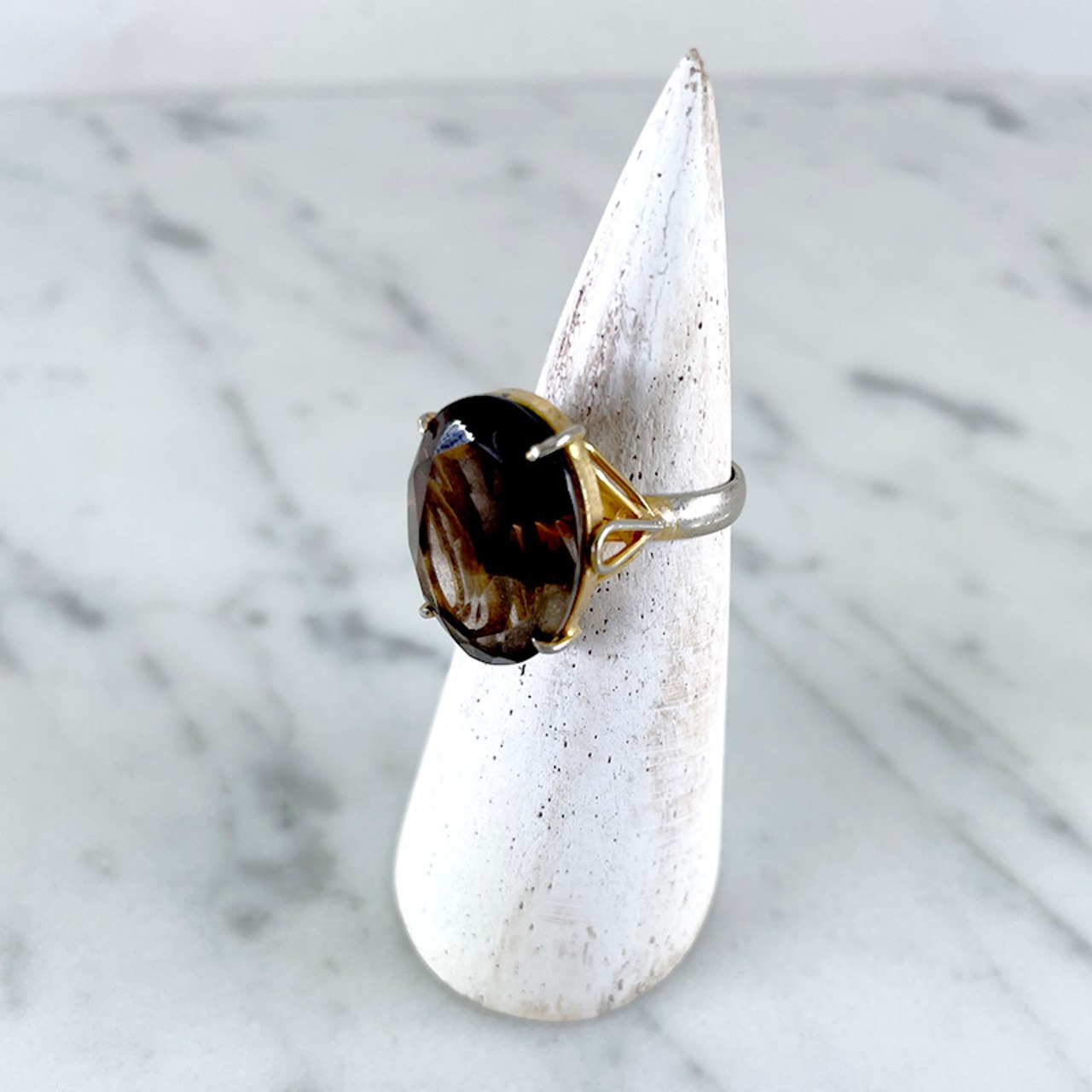 ヴィンテージリング　ブラウン系　12号　レトロカット　 12acde10