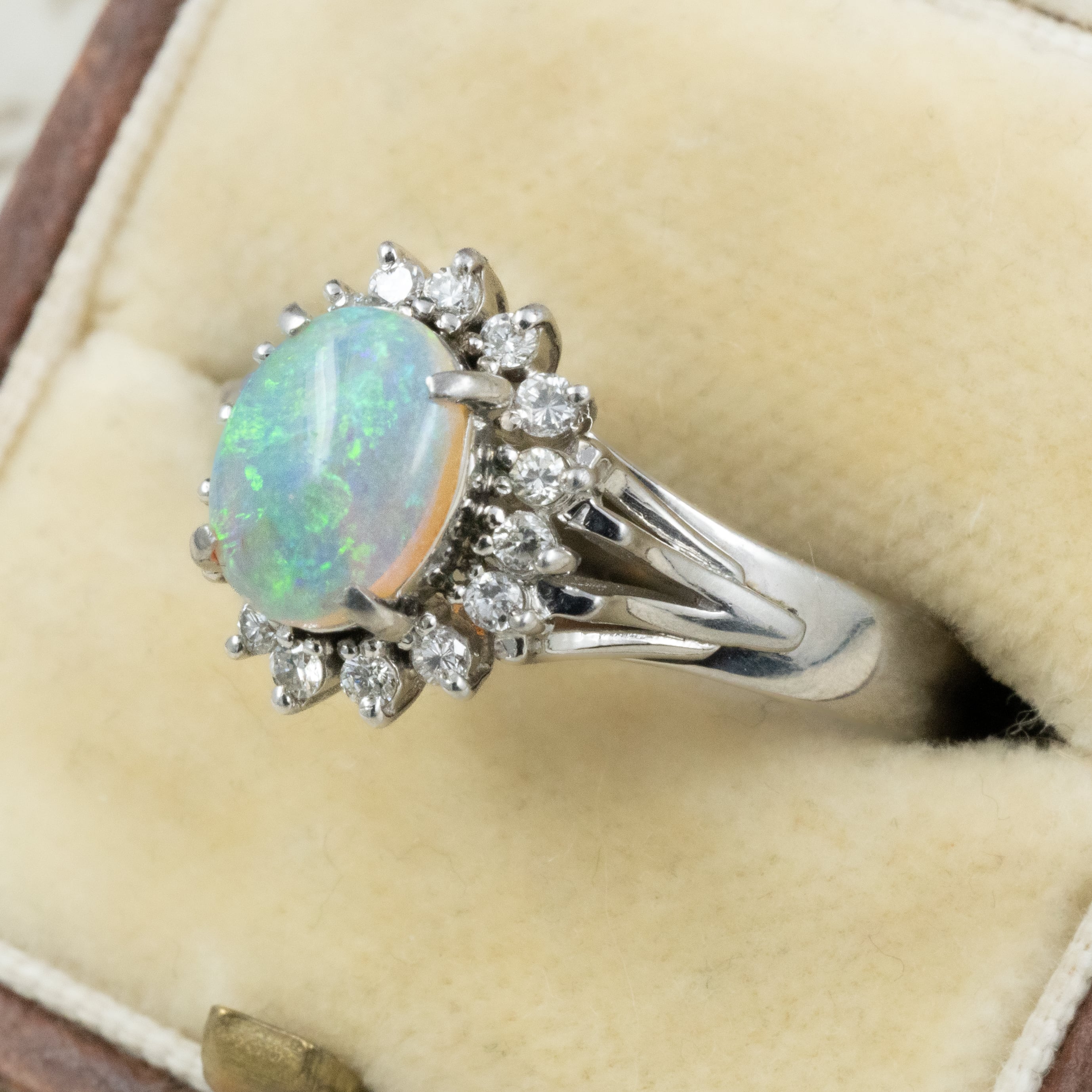 M*o様 アンティーク オパール シルバークリスタル リング ヴィンテージ