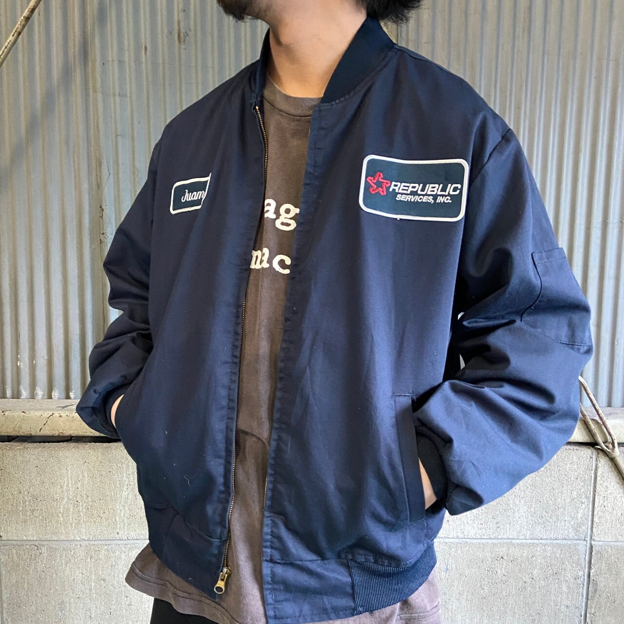 CINTAS 企業ロゴ ワッペン ワークジャケット メンズXL相当 古着 