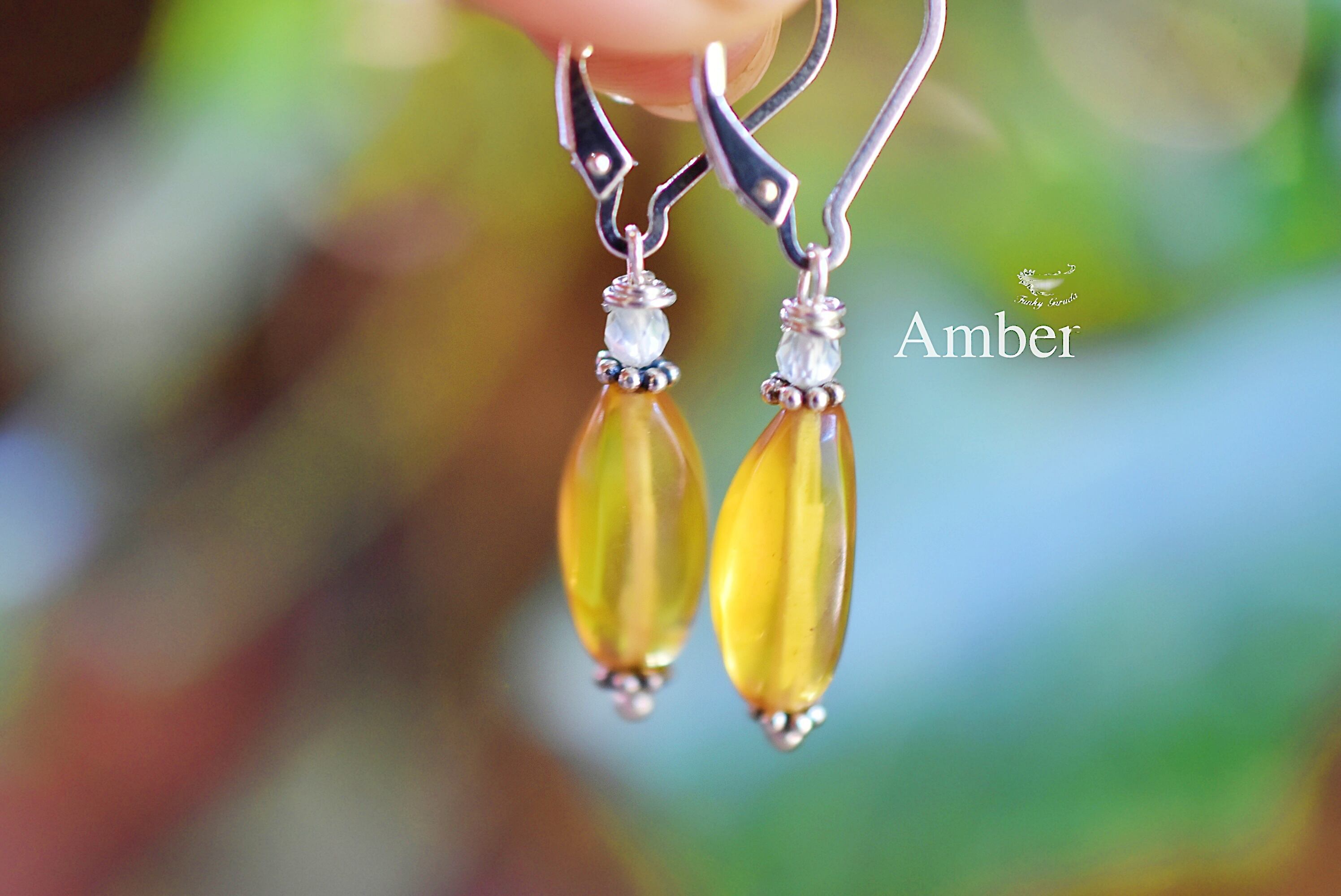 琥珀★amber シルバーピアス1190