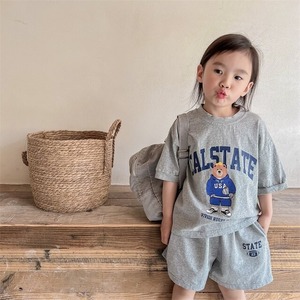 夏クマ英字柄Tシャツ&ボトムスセット