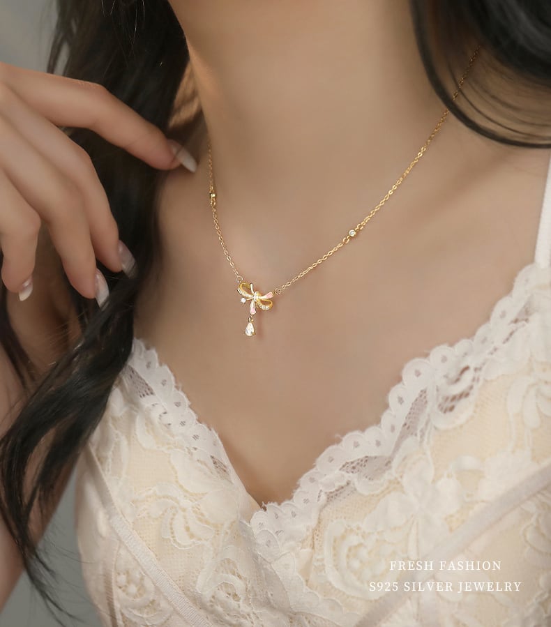 アガット　18金　リボン　ネックレス　リング　セット アガット 18金 リボン ネックレス リング セット K18リボンペンダント