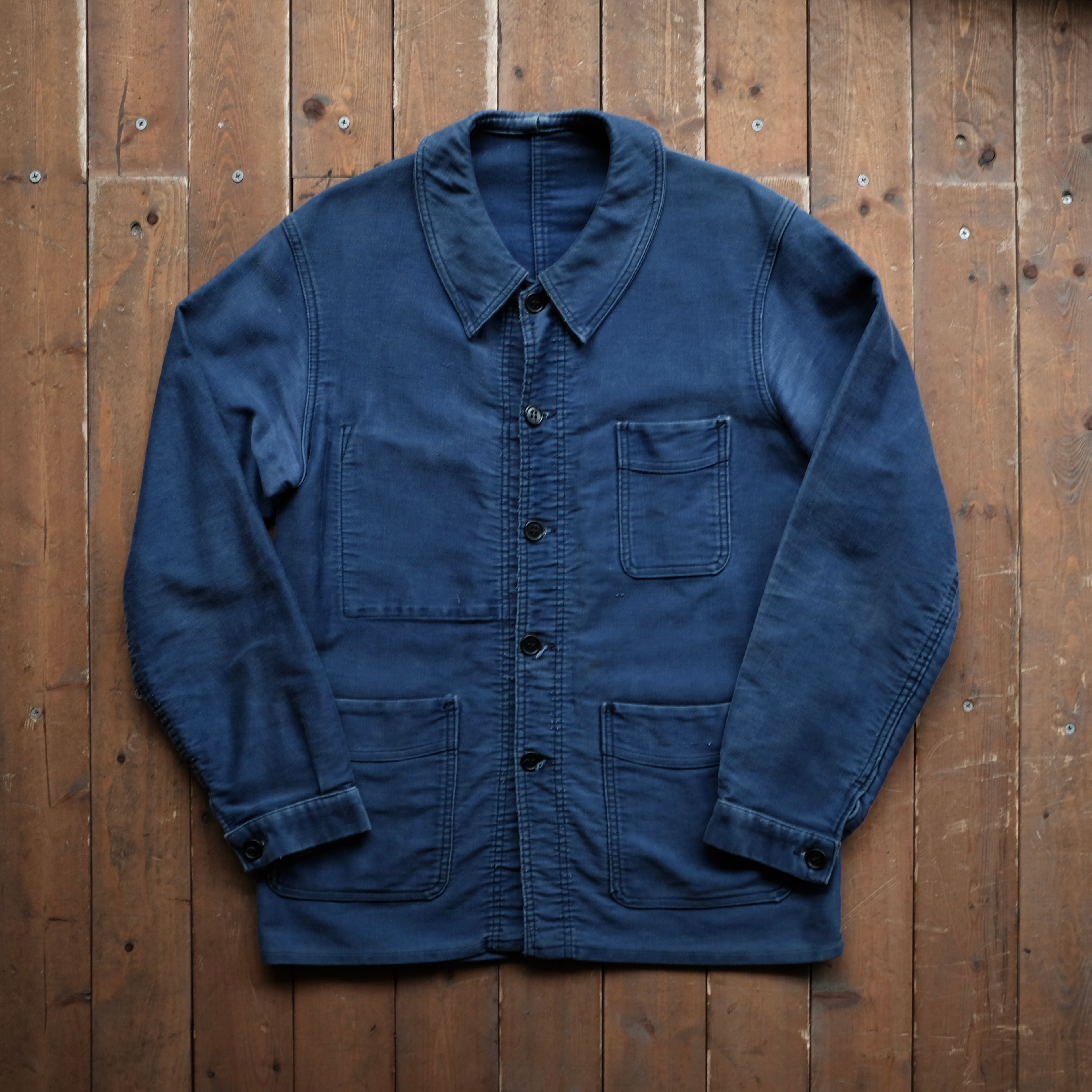 50's～ ブルーモールスキンジャケット【ヴィンテージ】 全国通販】VINTAGE 60s FRENCH WORK