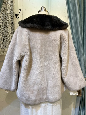 vintage black× gray twotone faux fur coat