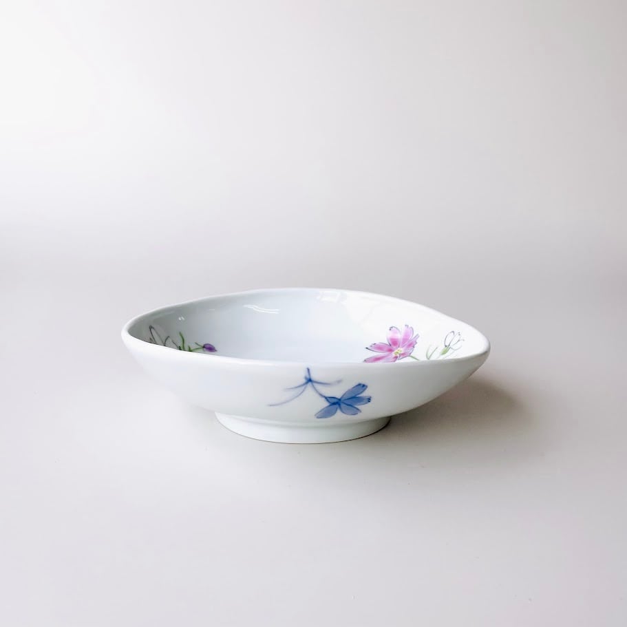 伊万里焼】錦コスモス 楕円深皿【在庫限り】 | 和食器のすべて
