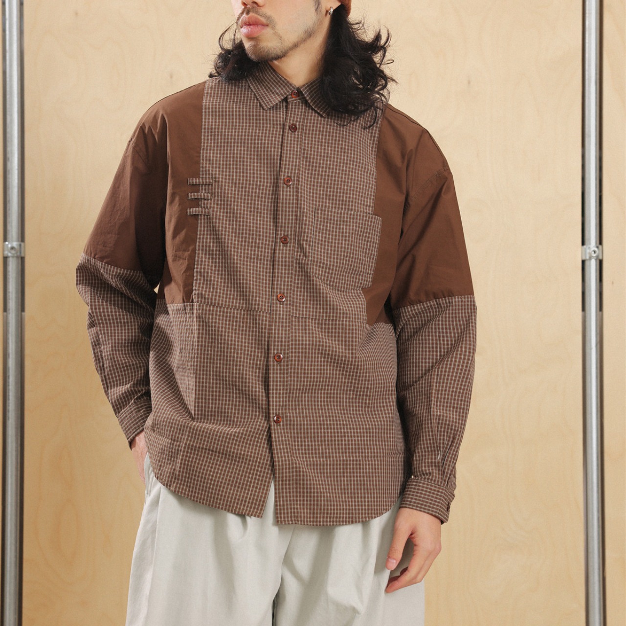 ブロックステッチ・クラフトワークシャツ A2072 - 6