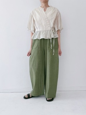 MAGALI / コットンリネンファナージュロングパンツ