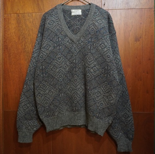 80s Christian Dior Vネック ウールニット
