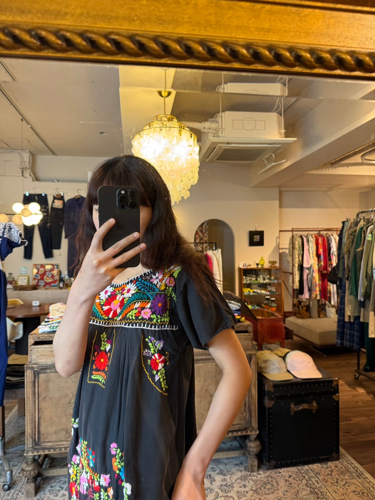 手刺繍カラフルフラワーワンピース