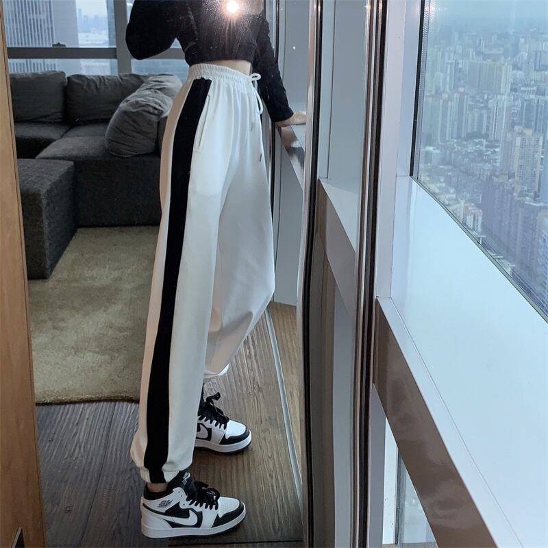 カラーハイウェストウェストパンツ オータムルーズ薄手カジュアル コルセット 秋物 ガールズファッション53443166305