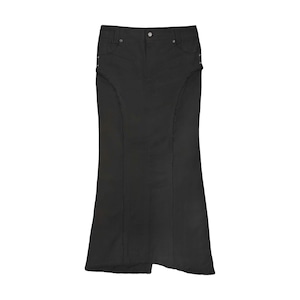 【bonnae】Washed denim skirt Black