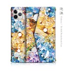 泡沫 - 和風 三つ折り手帳型iPhoneケース