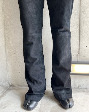 90s nubuck leather flare pants