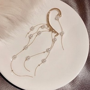 Long chain pearl ear cuff＊M-128