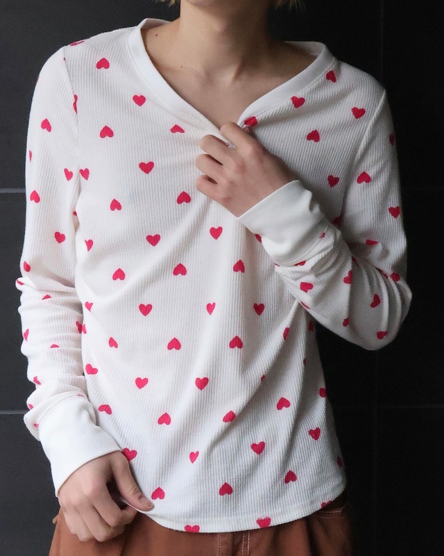 heart print henry thermal top