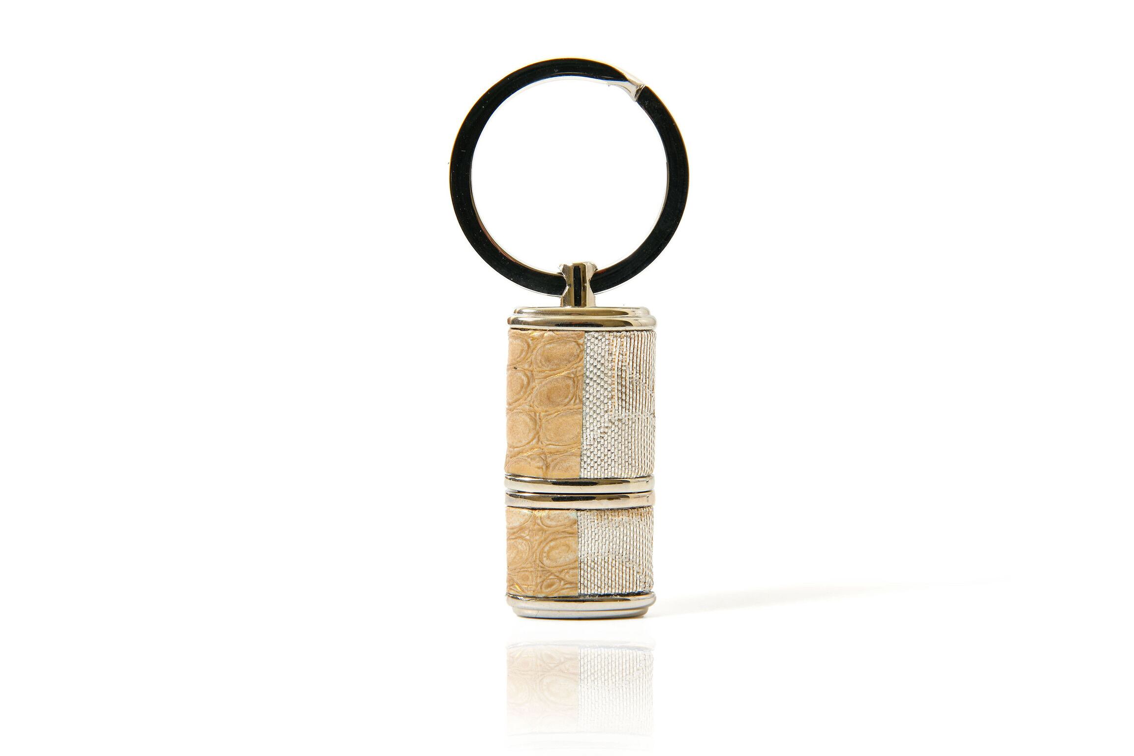 JRxSJUSBキーホルダー/古代金錦レプリカ/"鏡裏華紋"/白金-グレーベージュ/JUSBPL-KKRE-M78-C19gu-12