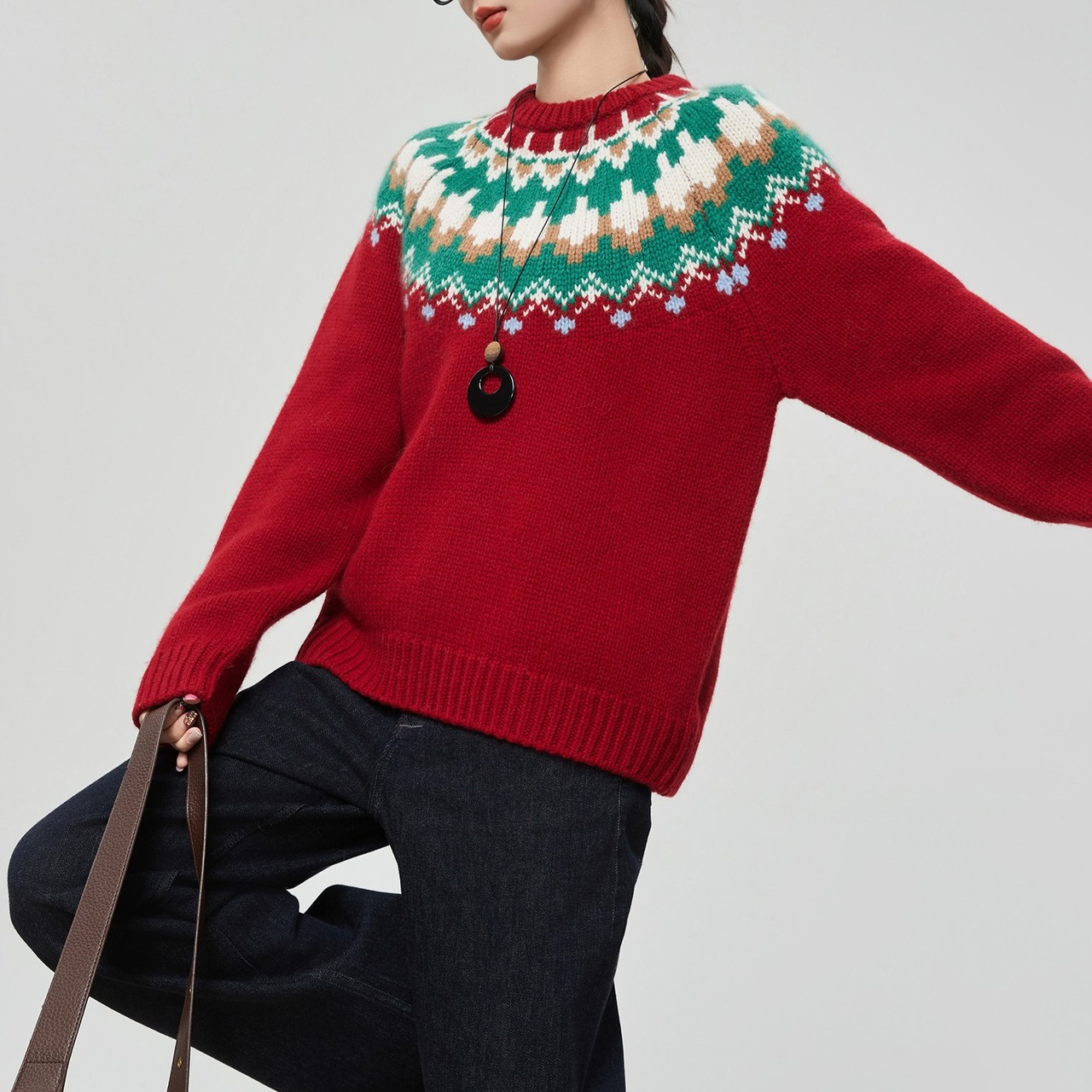 フェアアイルジャカードクリスマスニット H0046