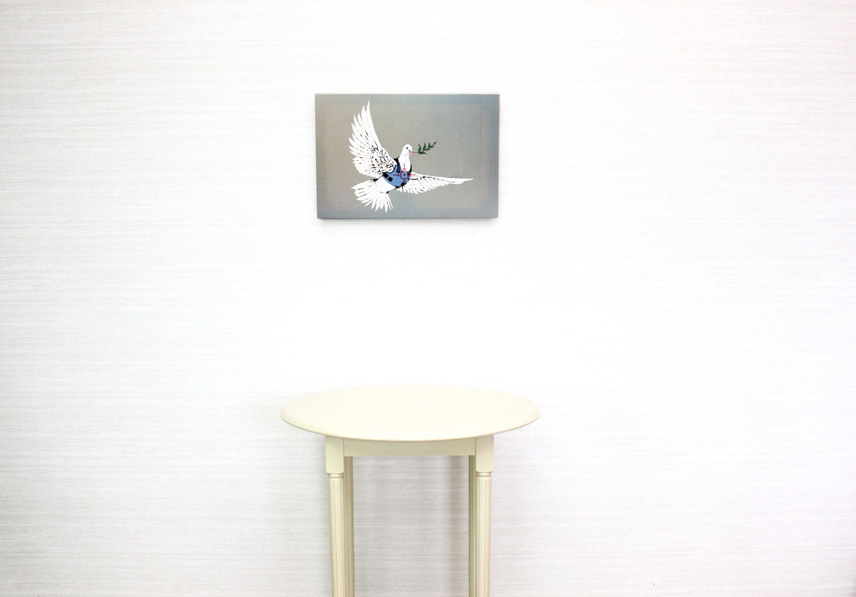 バンクシー「平和の鳩/Dove of Peace」展示用フック付きキャンバス