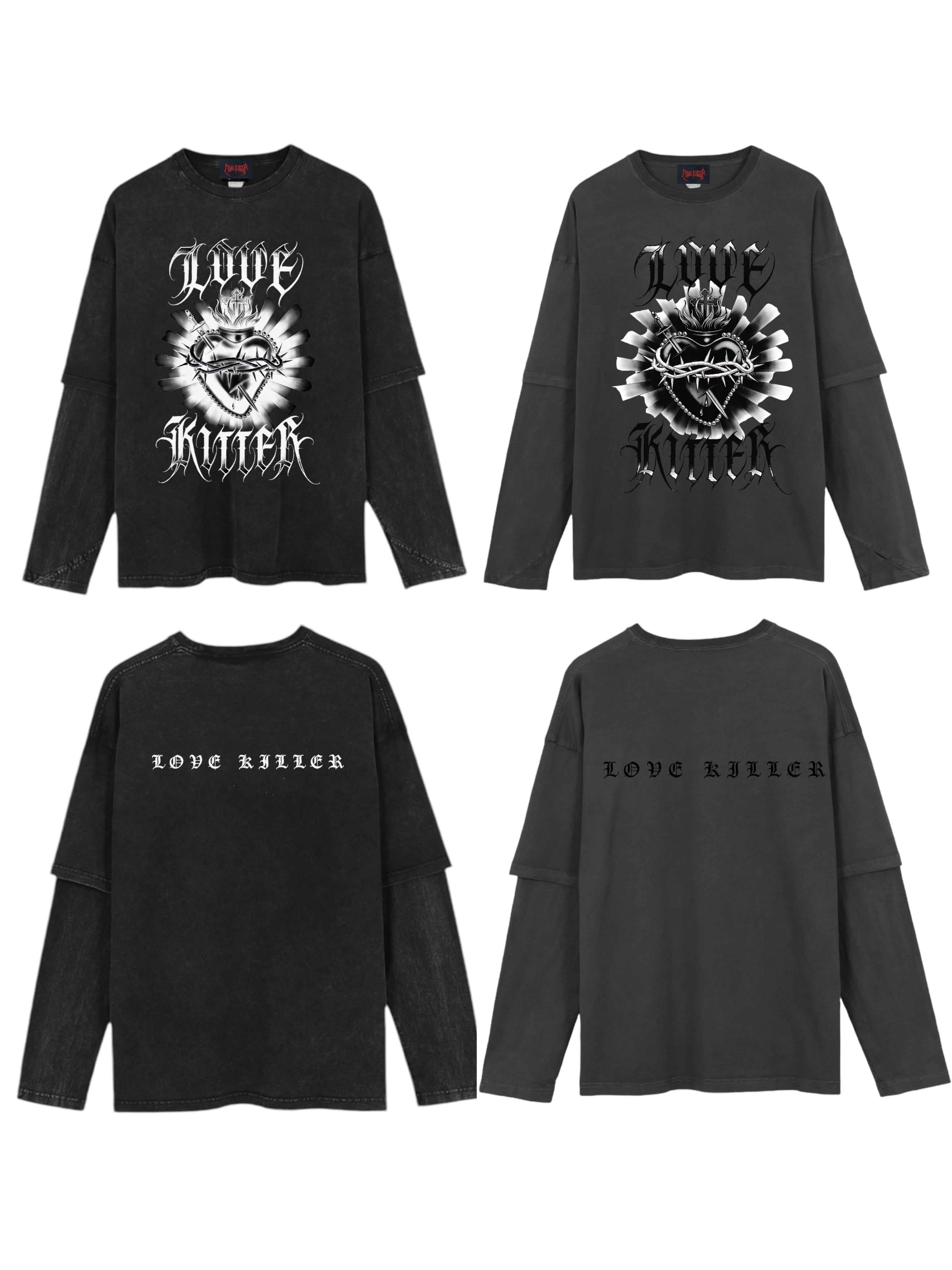 LOVE KILLER】Killer heart barbed wire layered Long T | OVERTURE