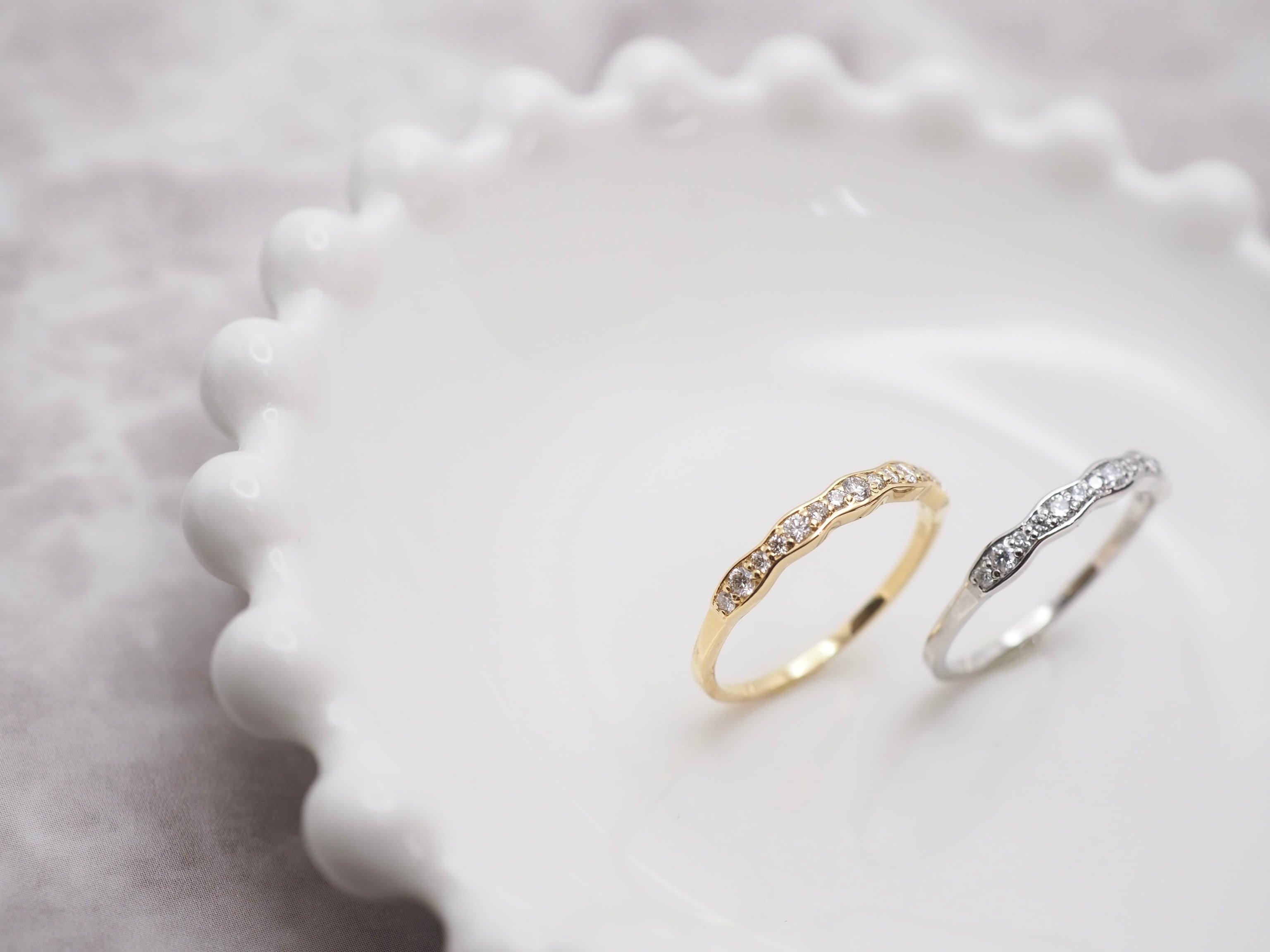 波 ウェーブデザインリング プラチナ900 天然ダイヤモンドリング Pt900 商品番号：9521】プラチナ900 Pt900 K18 020カラット ウエーブ