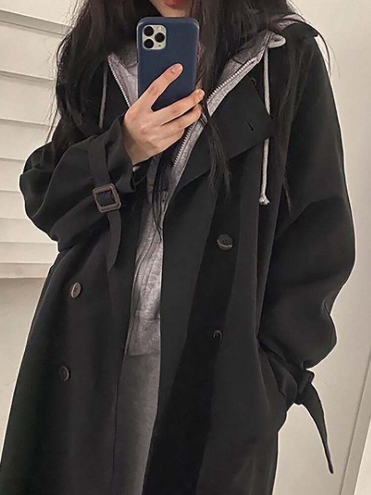 スタイルルーズロングジャケット スプリングオータムブラックトップス 春物 秋物 モンロー23975207950