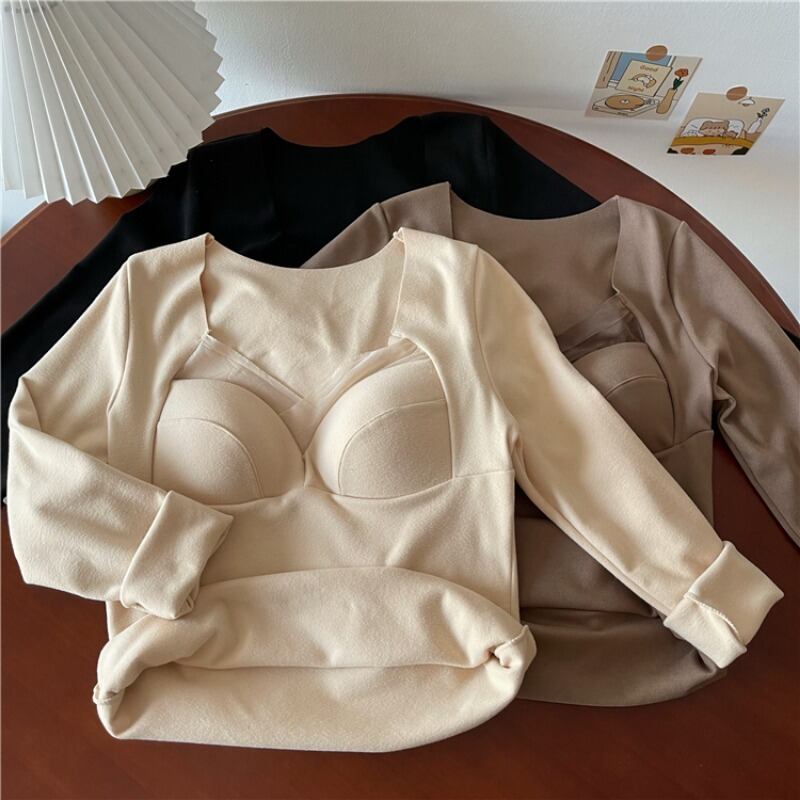 Tシャツ シャツ オータムウィンタースタイルベルベットトップス ロング 秋物 冬物 1号婦人75461802964