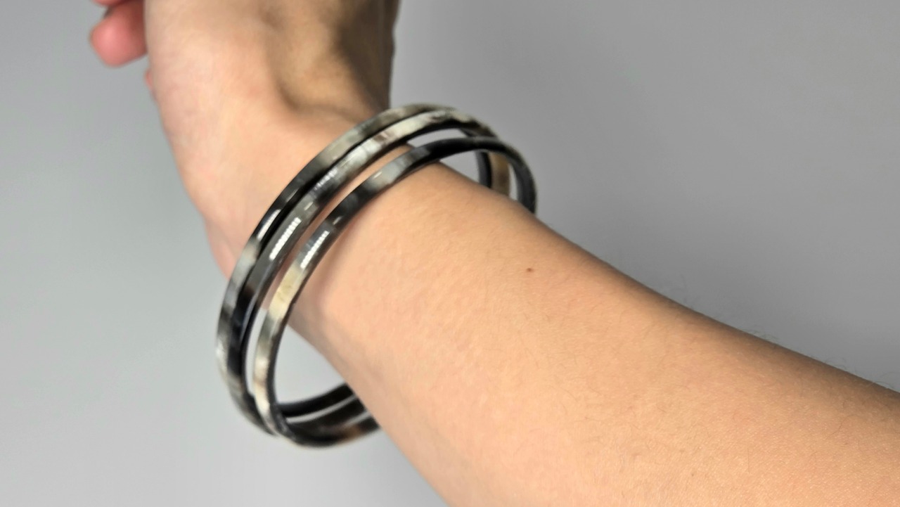 水牛ホーン バングル  Buffalo Horn Bangle　　ブラックマーブル　3本セット