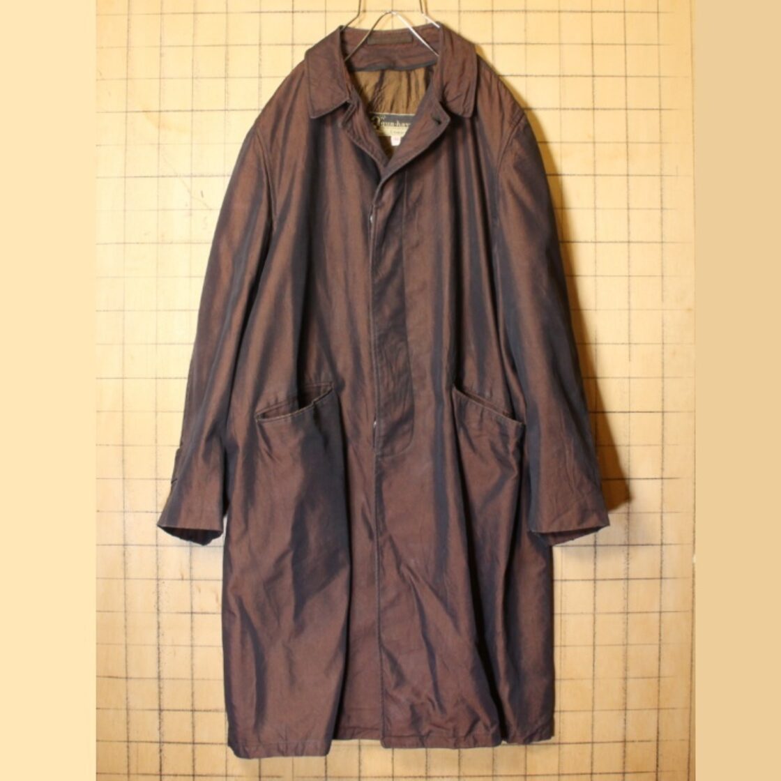 60s USA製 ROBERT HALL 玉虫色 ステンカラーコート ブラウン メンズML 