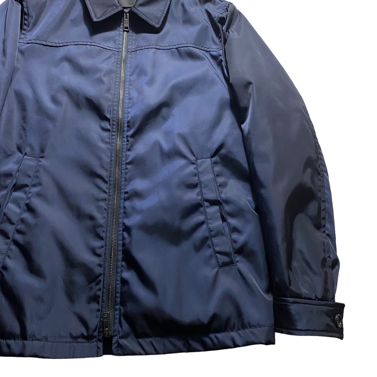 PRADA dark navy metallic nylon jacket