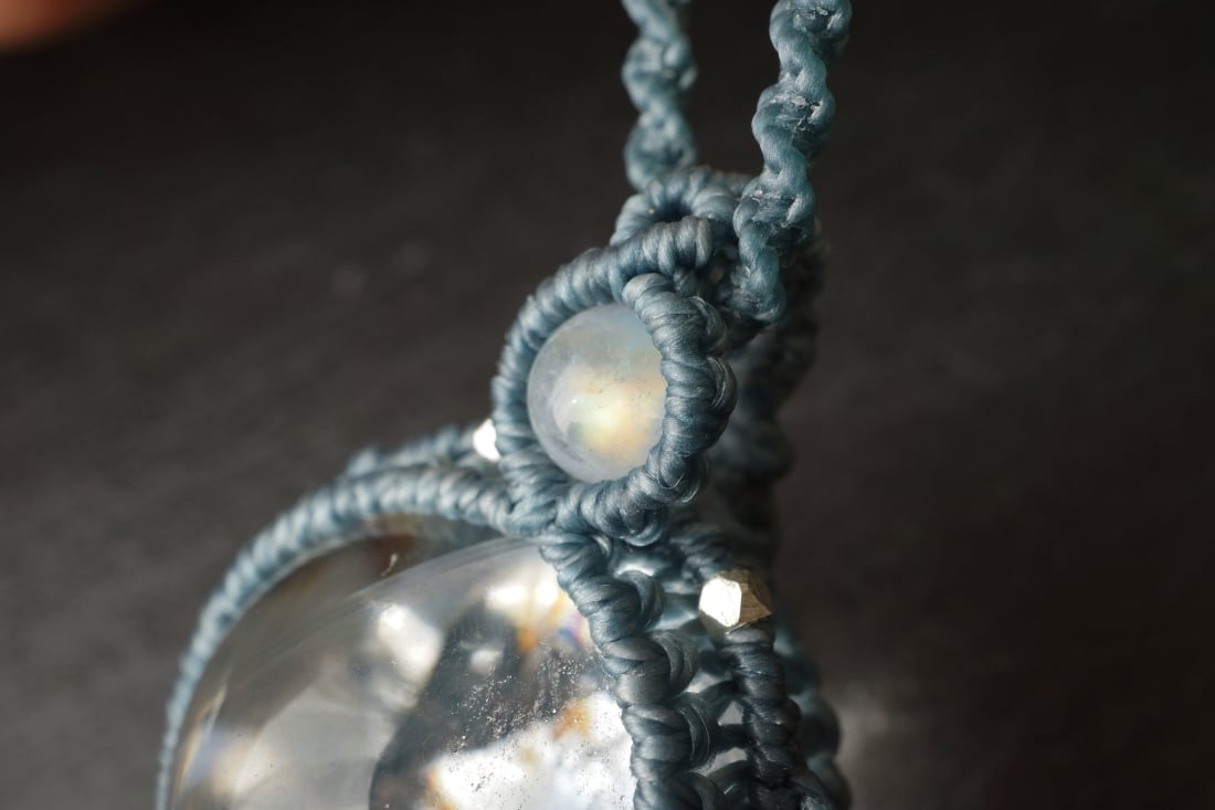 アイリスクォーツ　マクラメネックレス アイリスクォーツ マクラメ編みネックレス・マクラメネックレス