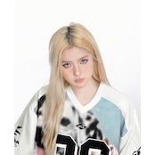 ストリート GLFSモザイク犬Vネック ロングTシャツ T1805