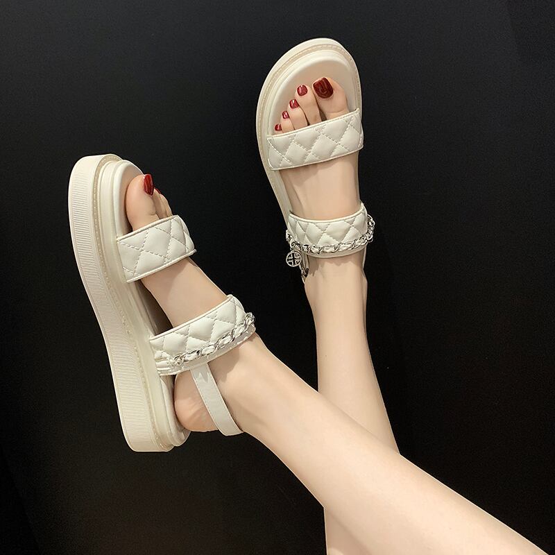 女性のサンダル女性の潮2020年夏の新しいバージョンの野生のネット赤のオープントゥカジュアル厚底ワードベルトローマの靴 部族の婦人靴3799108