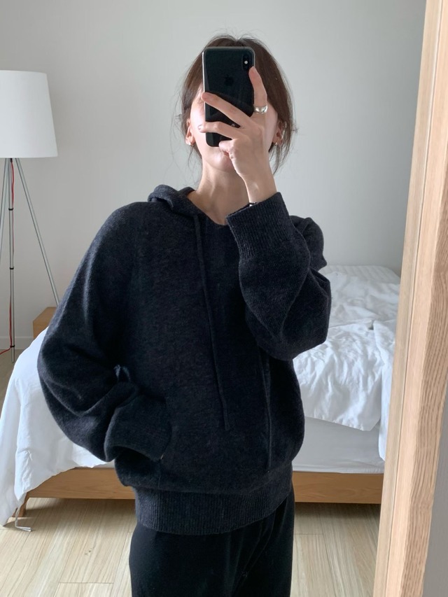 (予約) fl lanel / Cashmere wholegarment hood knit 3color