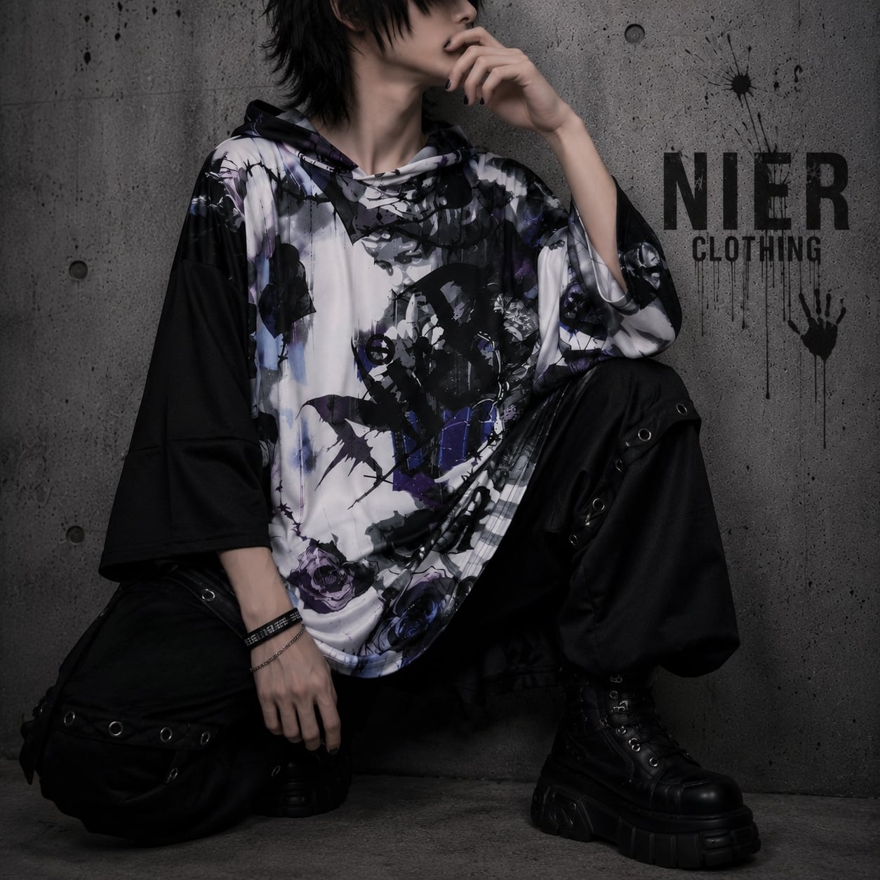 2WAY ZIP SLEEVE OVER SIZE PULLOVER【ROSE COLLAGE】 | NIER CLOTHING