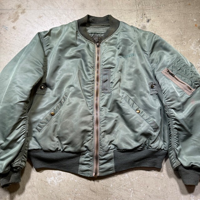 50's U.S.AIR FORCE MA-1 フライトジャケット 黒タグ 1st 最初期 MIL-J-8279 SKYLINE CLOTHING CO セージ リブダメージ X-LARGE USAF 希少 ヴィンテージ BA-2437 RM2856H