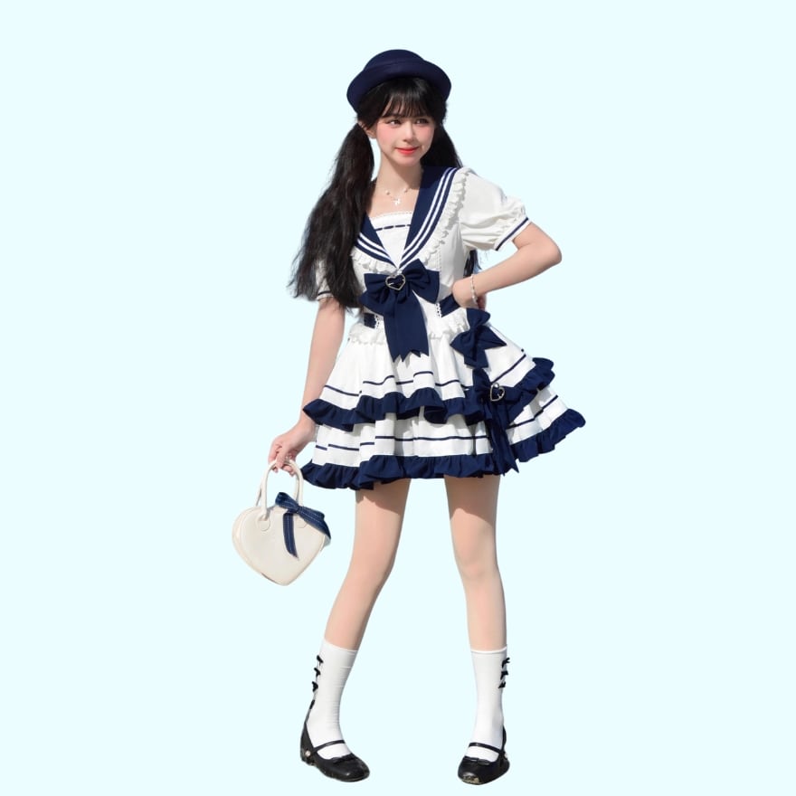 ロリータファッション通販 SEASONZ セーラー ワンピース 半袖 ロリータファッション通販 SEASONZ セーラー ワンピース 半袖