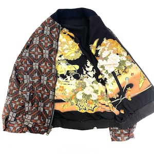 【bomber50】Msize 再構築リバーシブル着物ボンバー  KIMONO reversible BOMBER JACKET