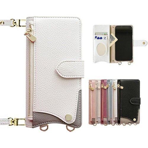 Koda | For AQUOS sense9ケース 手帳型 スマートフォンケース 保護カバー ショルダーストラップ取付金具 財布機能付き ロングストラップ付き カラー:ホワイトWHITE 2886