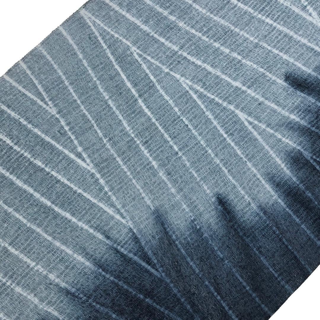 袋帯 抽象模様 染分け 青袋鼠色 洒落帯 O-5652 着物 きもの