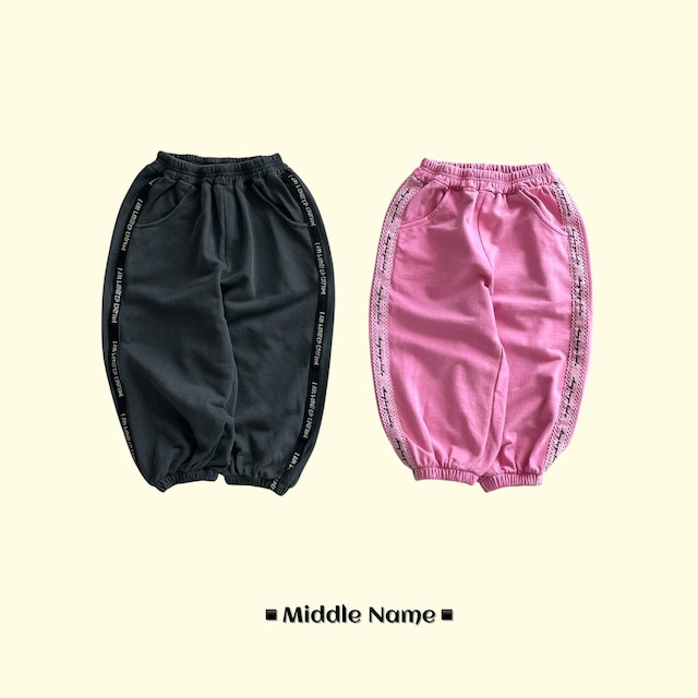 【取寄】middle name|pigment tape jogger pants|ピグメントテープジョガーパンツ|S-3XL|kids&jr|26 autumn