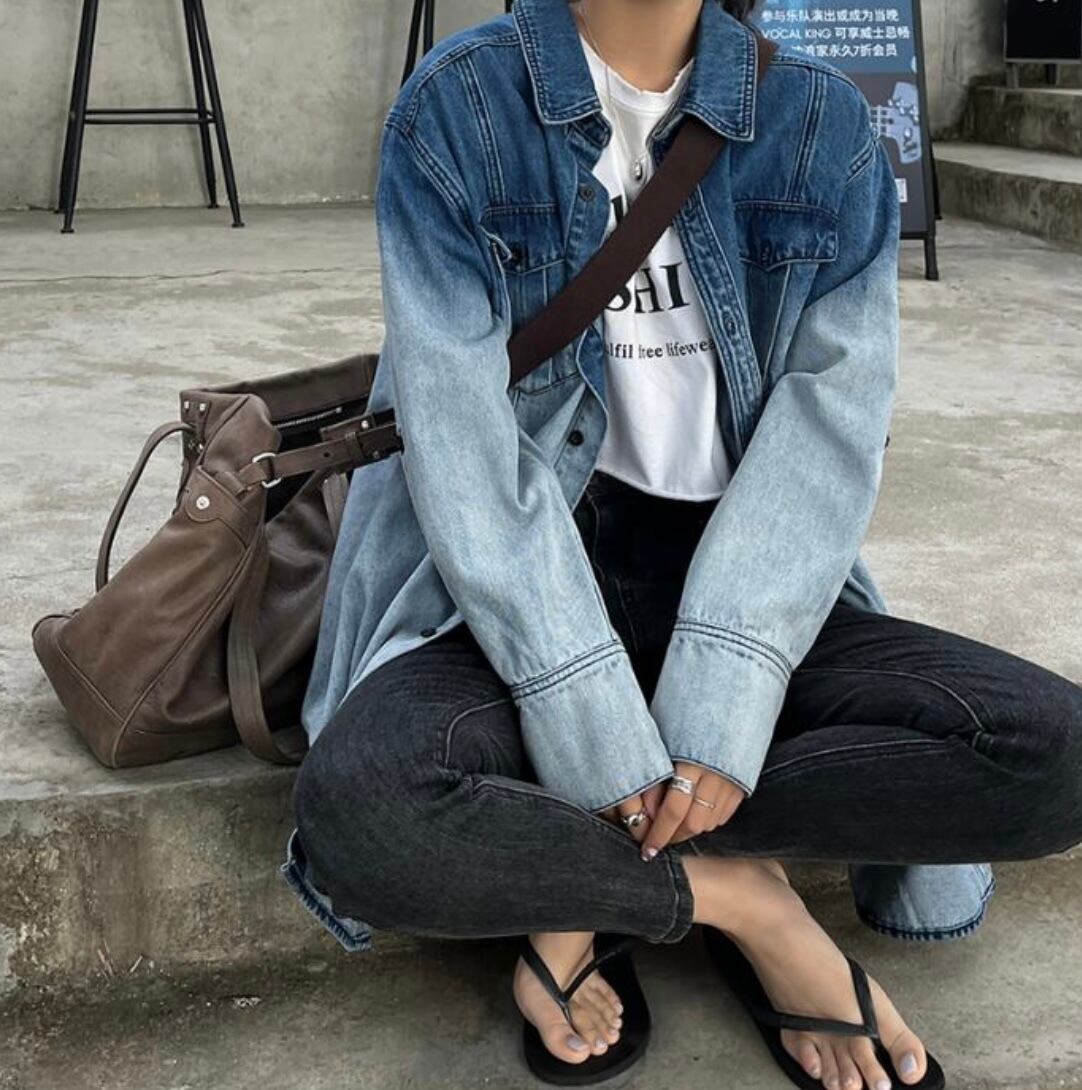 Rags McGREGOR グラデーションデニムシャツ 長袖 Rags McGREGOR グラデーションデニムシャツ 長袖