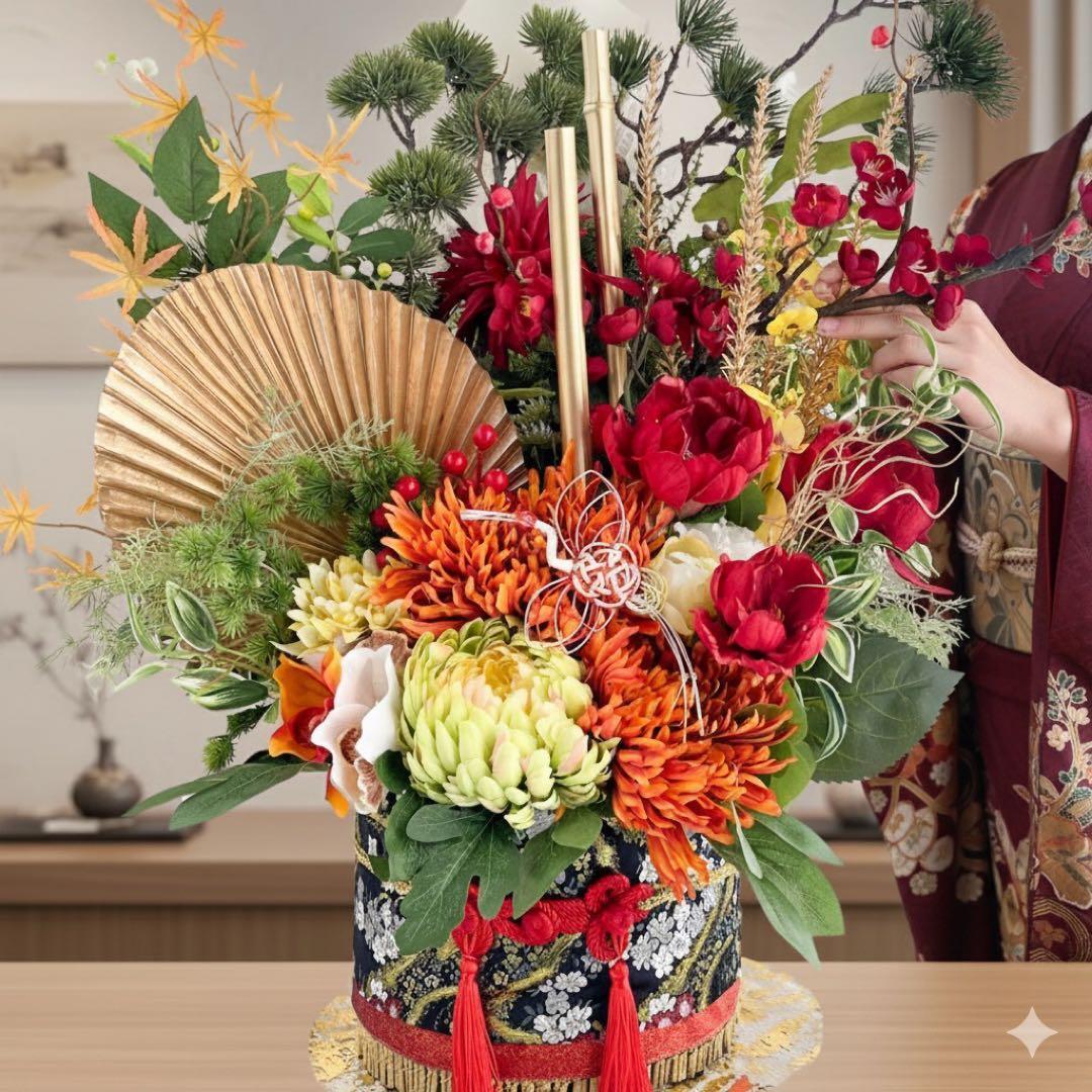 【特大70cm】豪華松竹梅アレンジメント／店舗・商業施設用・新年飾り／雅モダン ⑥【特大70cm】豪華松竹梅アレンジメント／店舗・商業施設用・新年飾り