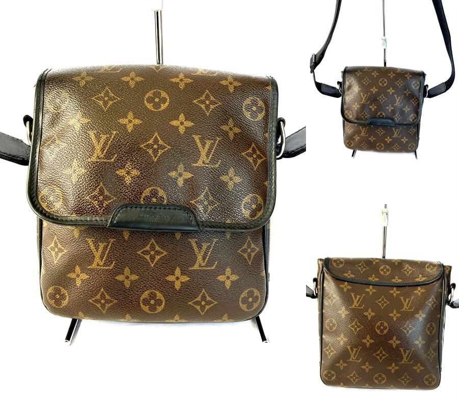 定価14万 ルイ ヴィトン LOUIS VUITTON モノグラム マカサー バスPM レザー ショルダーバッグ メンズ レディース ブラック