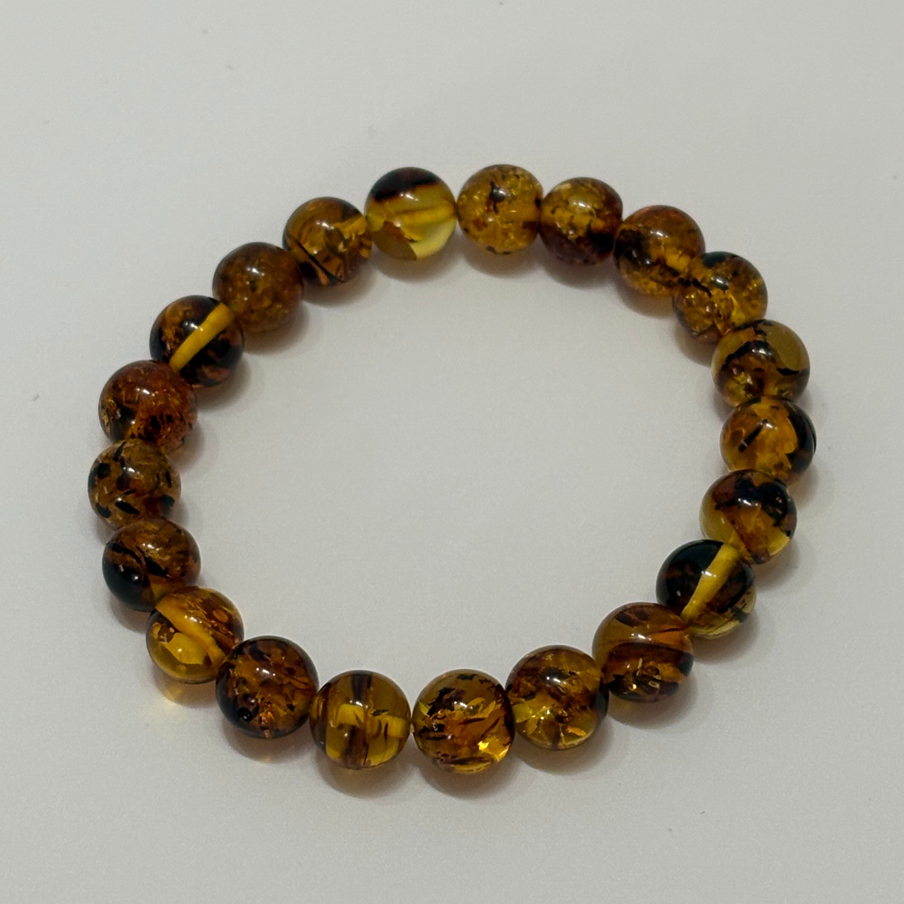 琥珀amber バルト海沿岸産 丸珠9㎜、内周14.5㎝